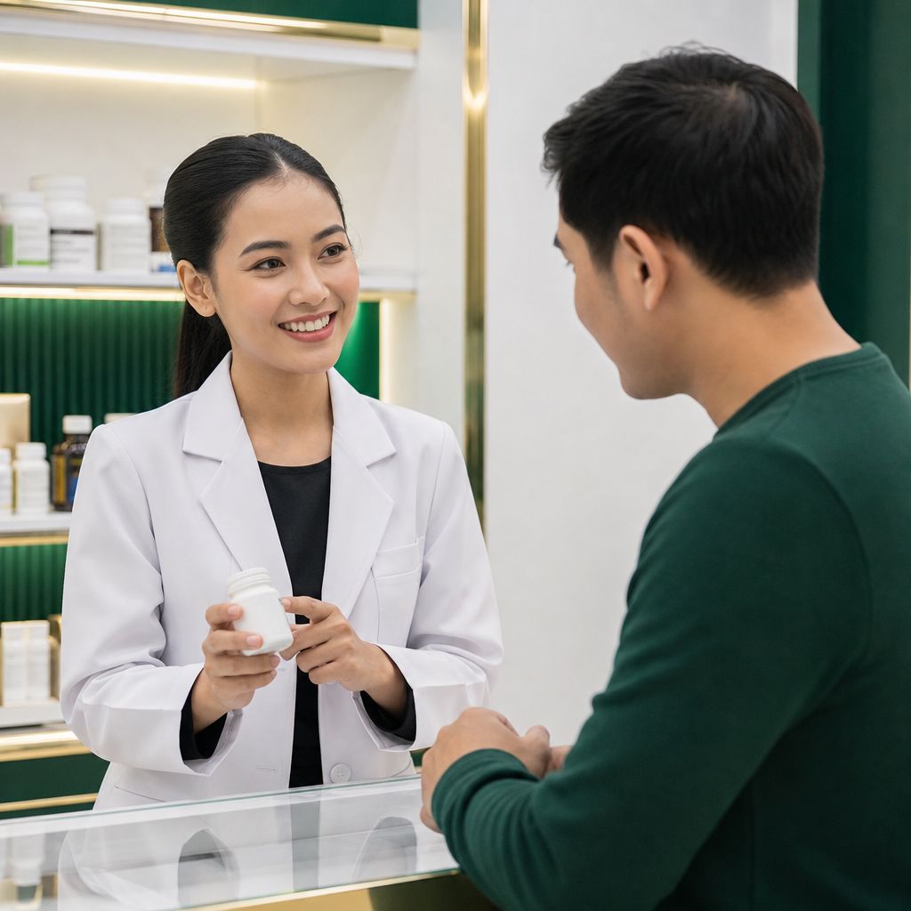 Ilustrasi konsultasi dengan apoteker untuk penggunaan obat yang lebih aman