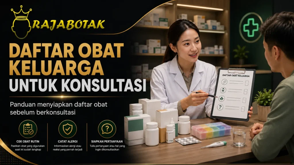 Ilustrasi daftar obat keluarga untuk persiapan konsultasi dengan dokter atau apoteker