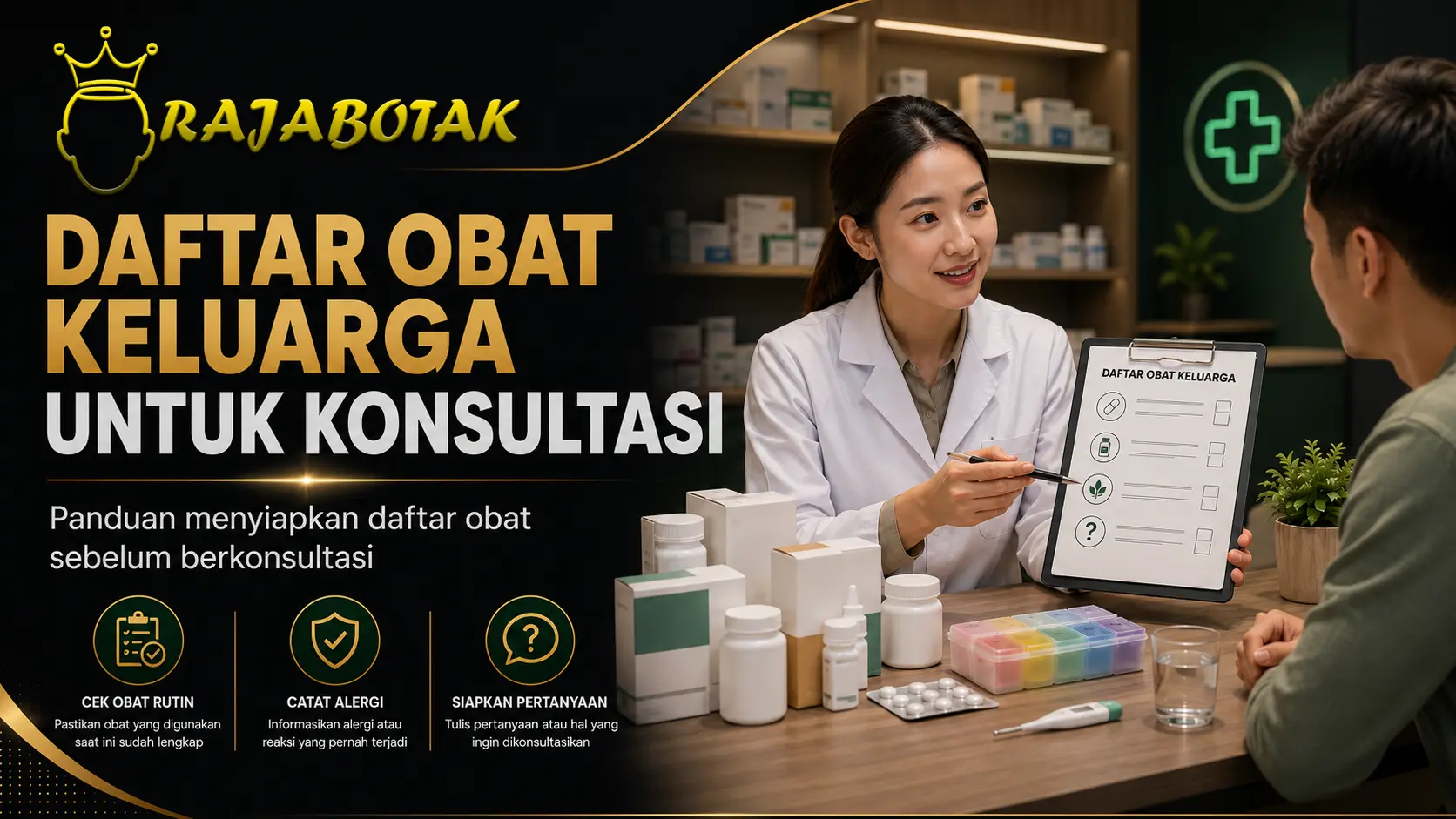 Ilustrasi daftar obat keluarga untuk persiapan konsultasi dengan dokter atau apoteker