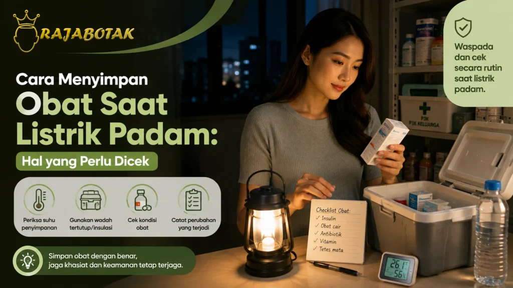 Ilustrasi pengecekan penyimpanan obat saat listrik padam