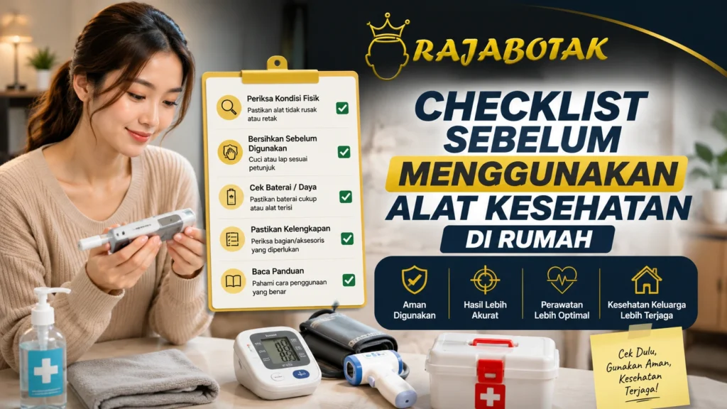 Ilustrasi checklist pemeriksaan alat kesehatan yang disimpan di rumah