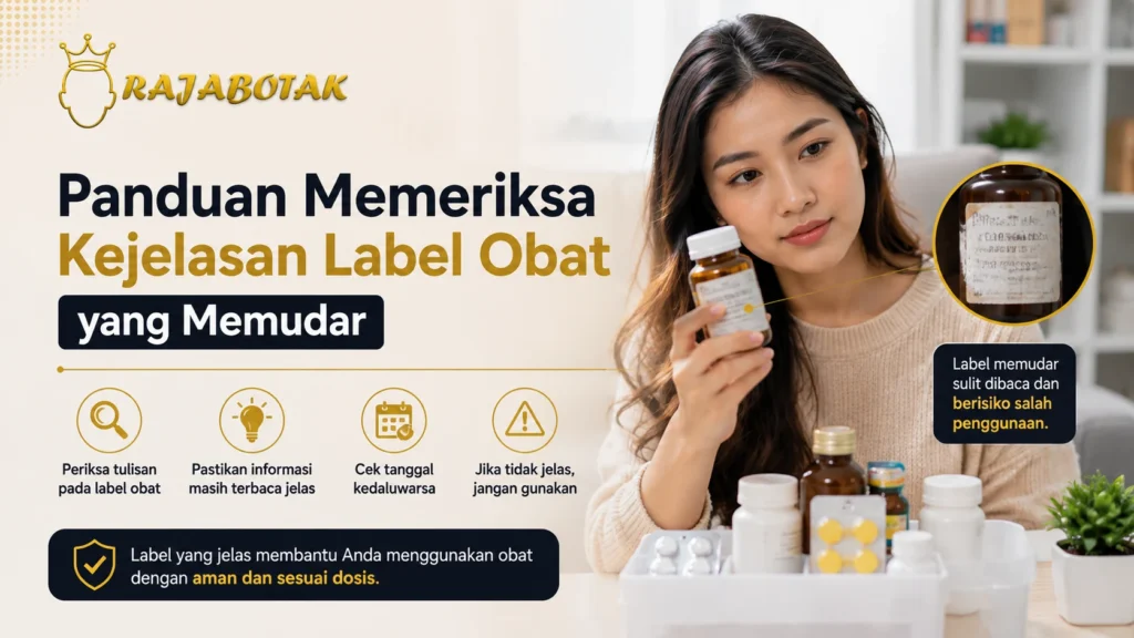 Ilustrasi pemeriksaan label obat yang memudar pada kemasan