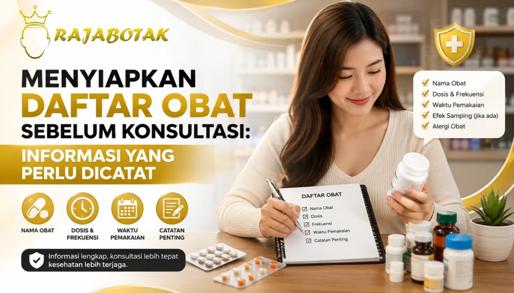 Daftar obat sebelum konsultasi dan informasi yang perlu dicatat - RajaBotak Apotek