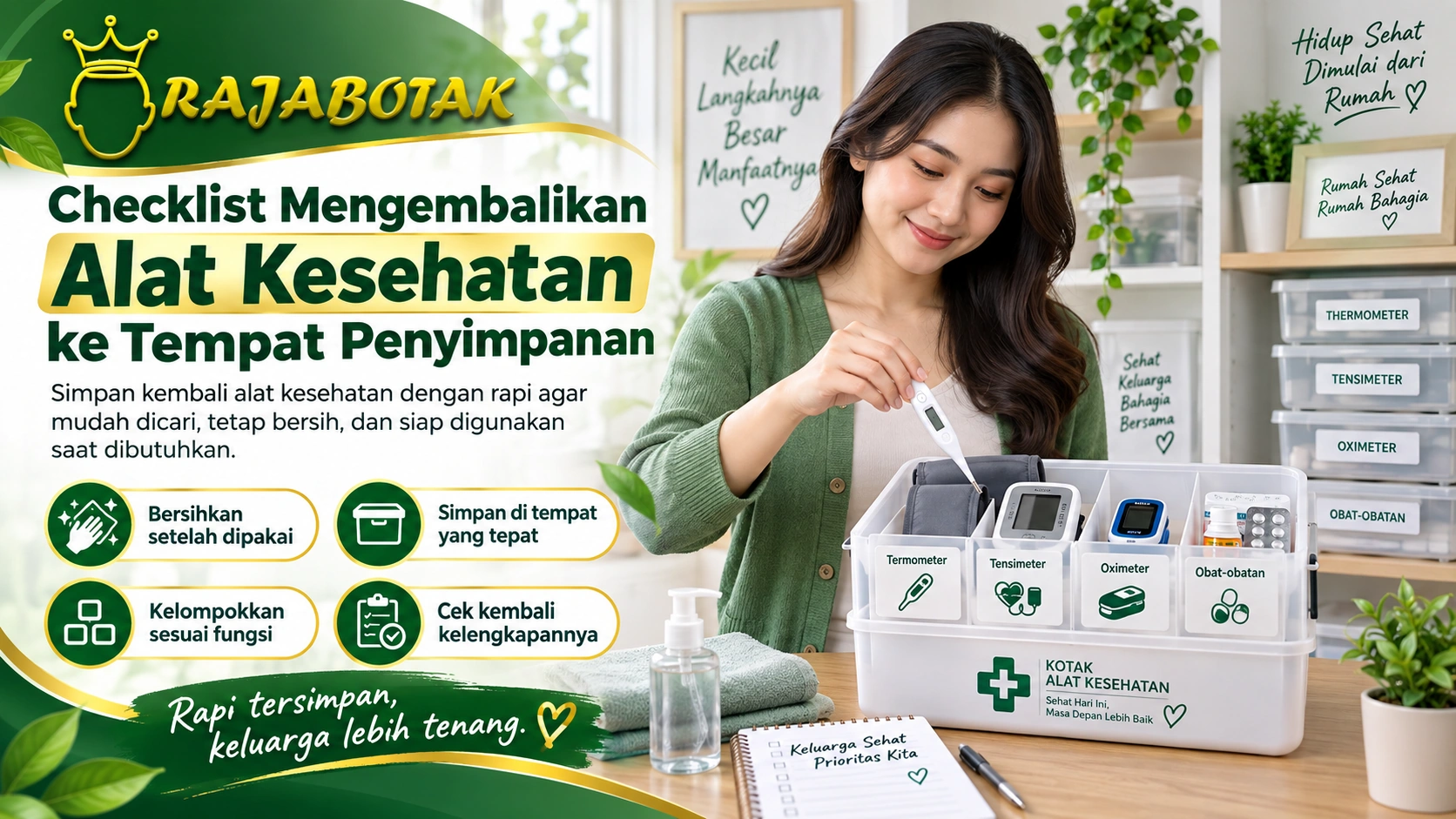 Checklist mengembalikan alat kesehatan ke tempat penyimpanan agar tetap rapi dan mudah ditemukan