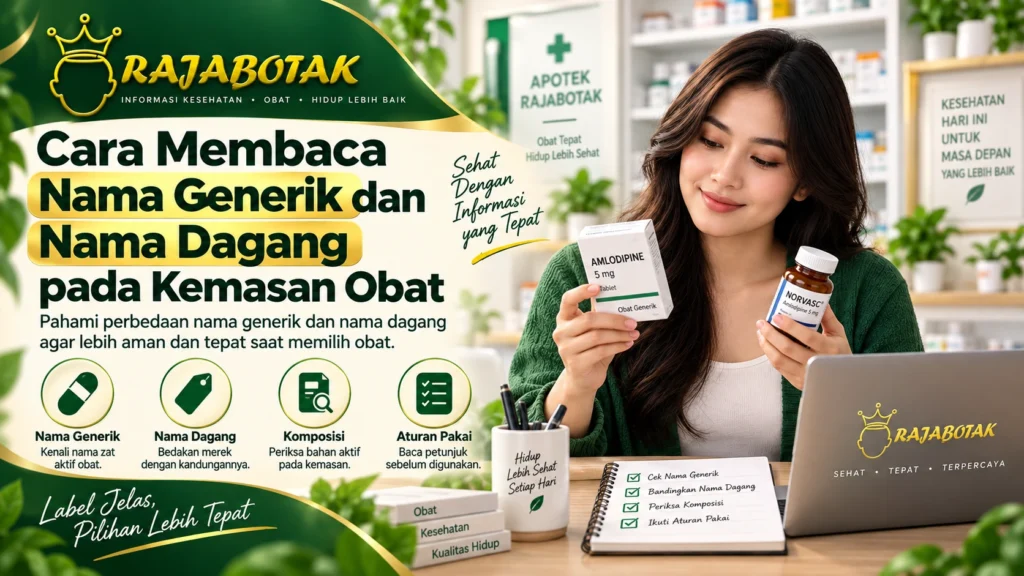 Membaca nama generik dan nama dagang pada kemasan obat