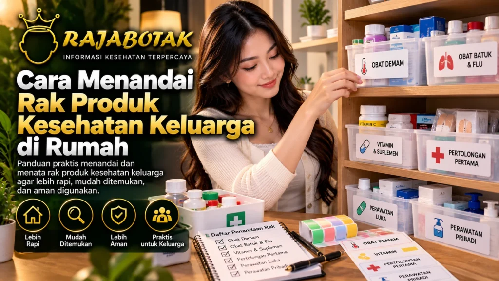 Cara menandai rak produk kesehatan keluarga di rumah RajaBotak Apotek