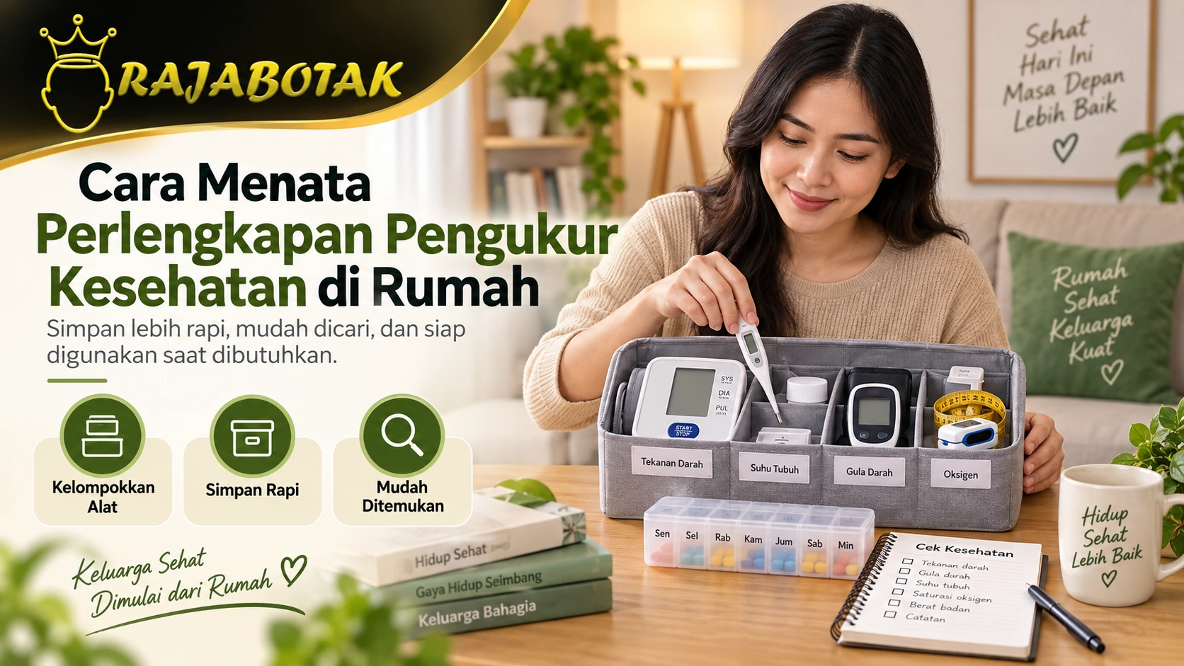 Menata perlengkapan pengukur kesehatan di rumah agar mudah ditemukan