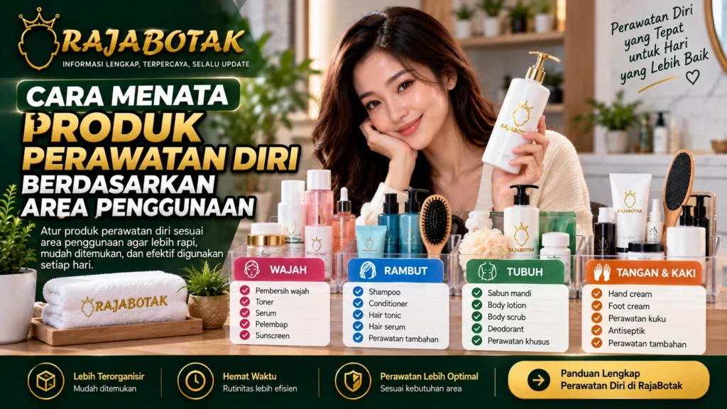 Cara menata produk perawatan diri berdasarkan area penggunaan RajaBotak Apotek