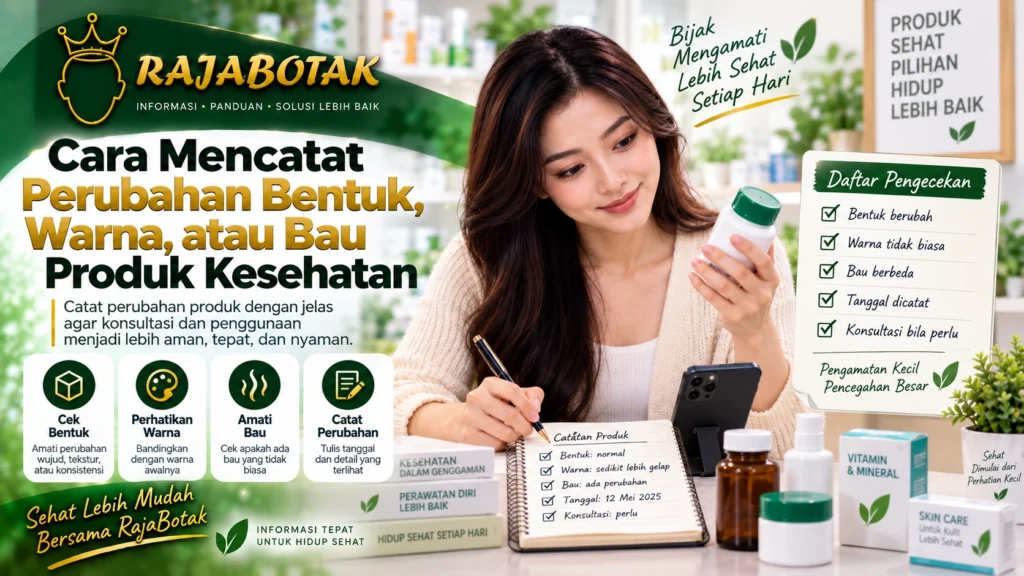 Cara mencatat perubahan bentuk warna atau bau produk kesehatan RajaBotak Apotek