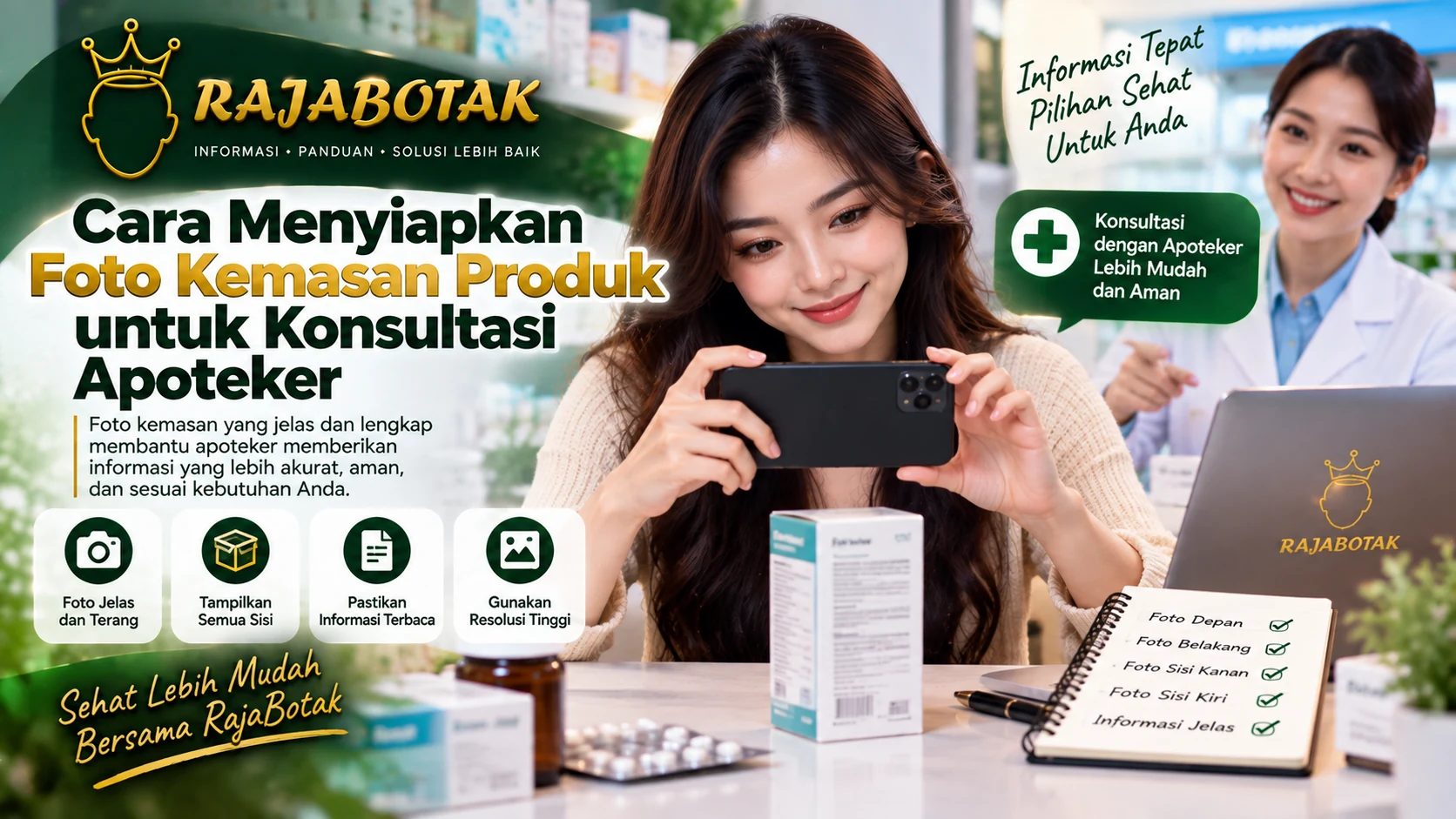 Foto kemasan produk yang jelas untuk konsultasi apoteker