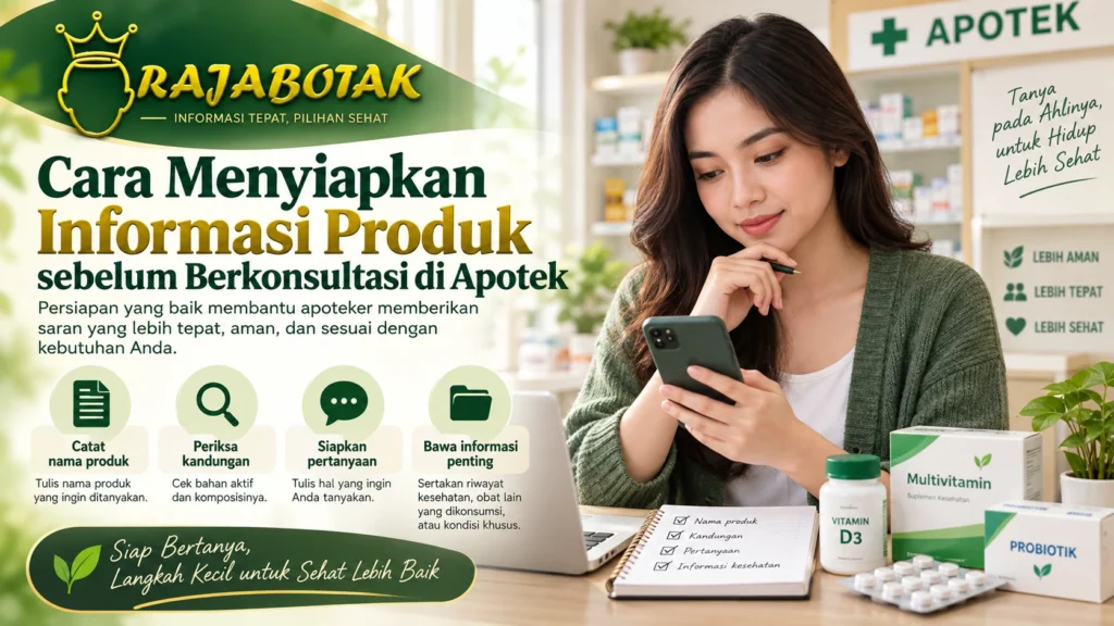 Menyiapkan informasi produk sebelum berkonsultasi di apotek