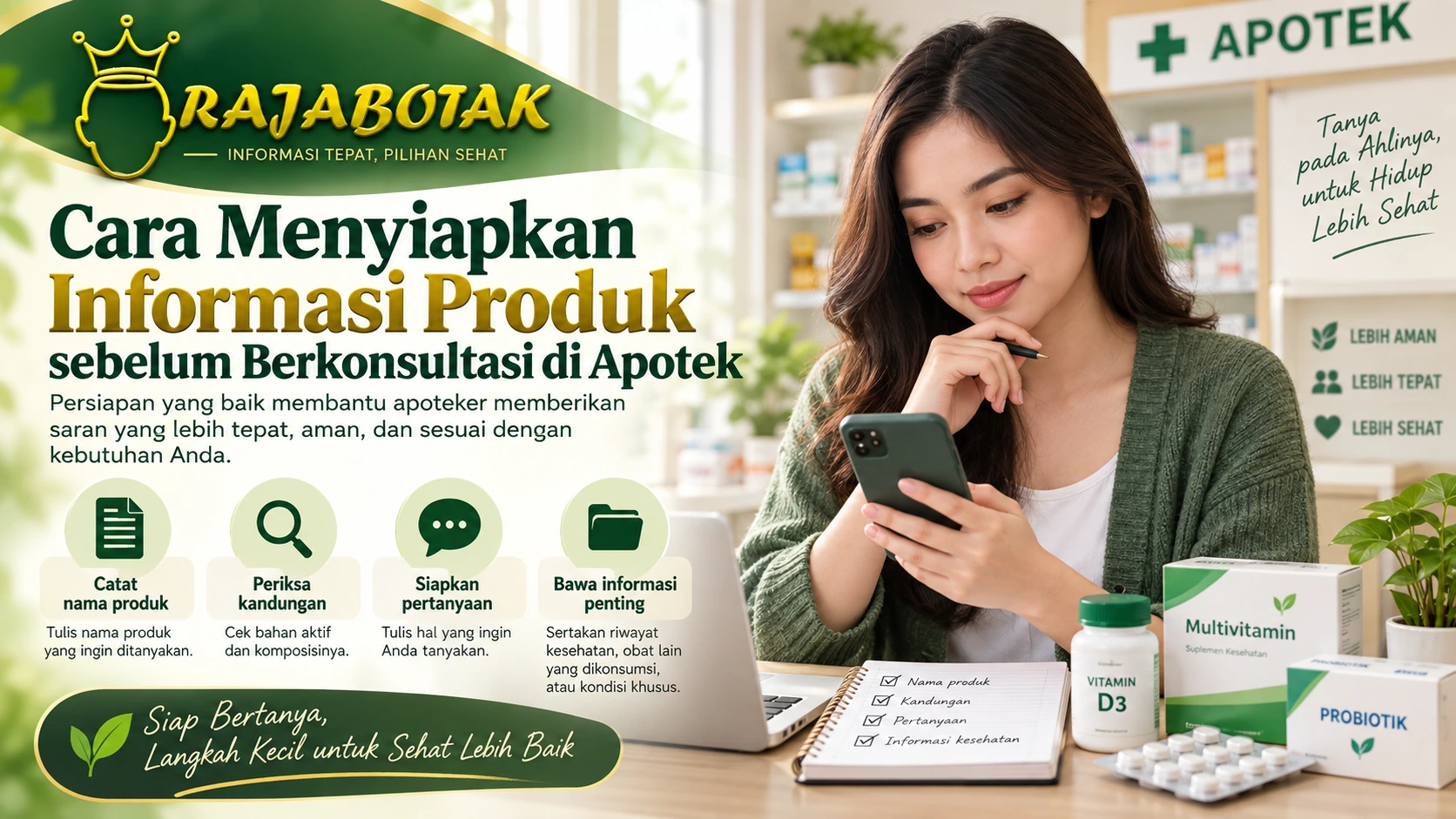Menyiapkan informasi produk sebelum berkonsultasi di apotek