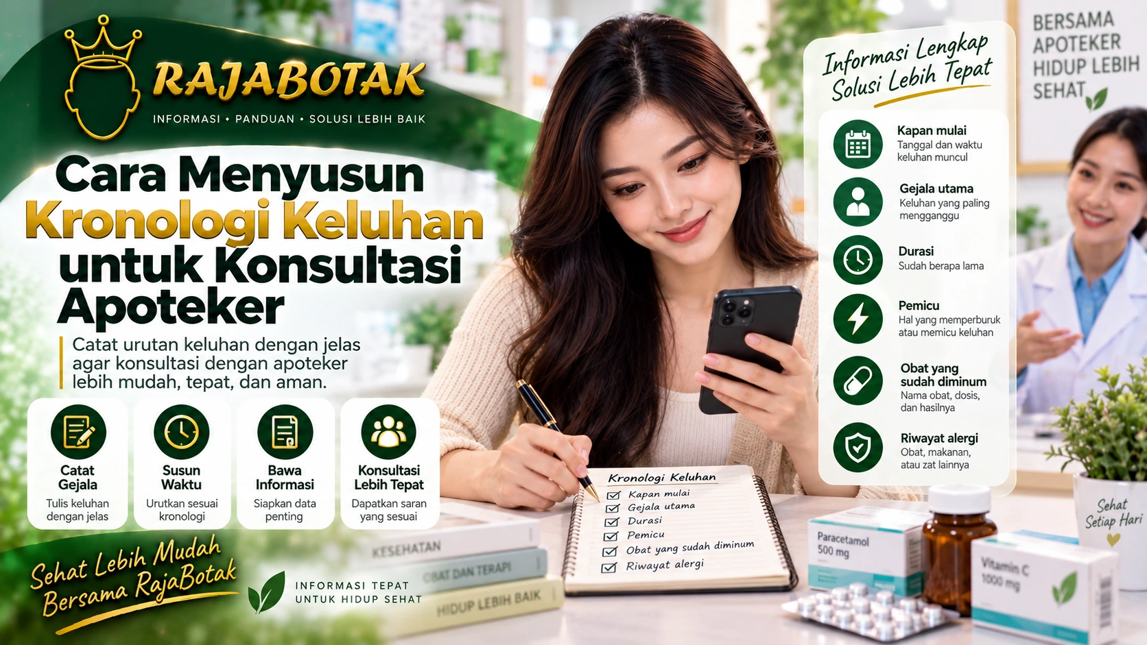 Cara menyusun kronologi keluhan untuk konsultasi apoteker RajaBotak Apotek