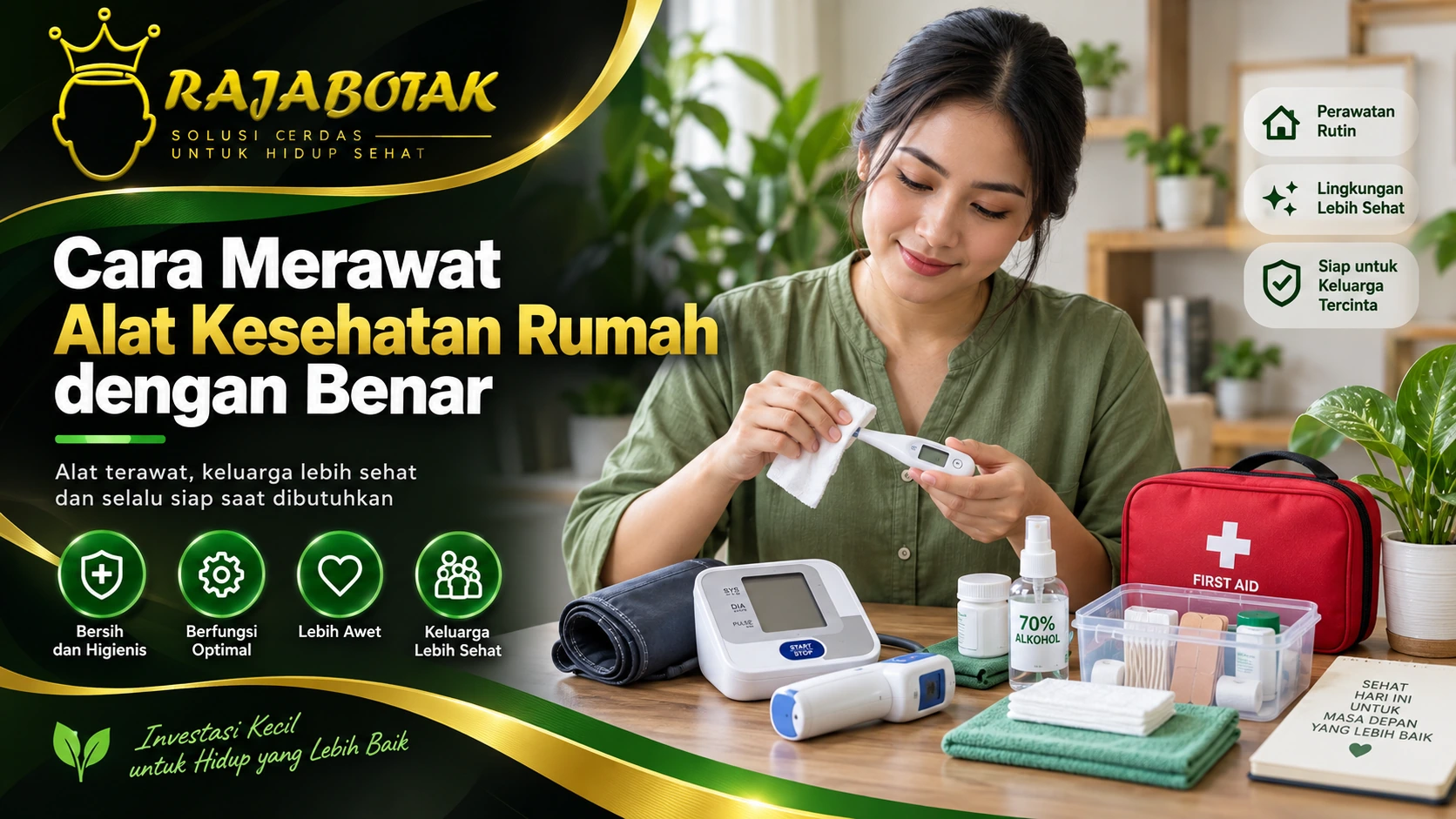 Banner cara merawat alat kesehatan rumah dengan benar dari RajaBotak Apotek