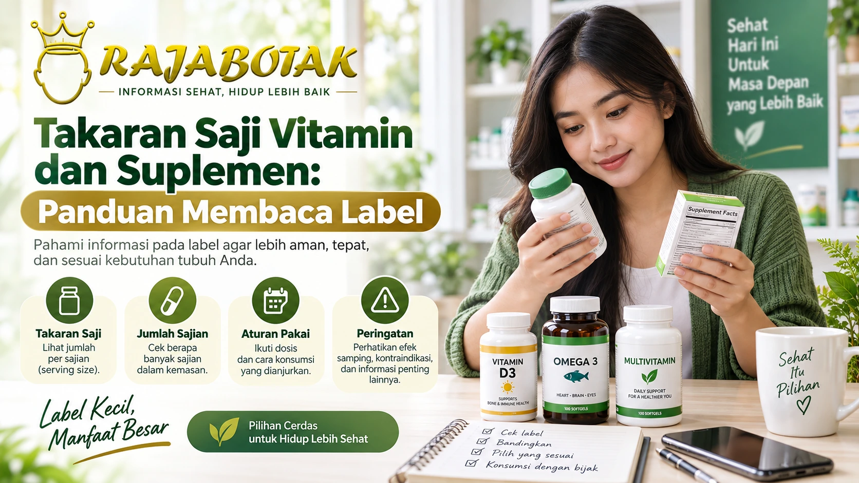 Takaran saji vitamin dan suplemen pada label untuk panduan keluarga