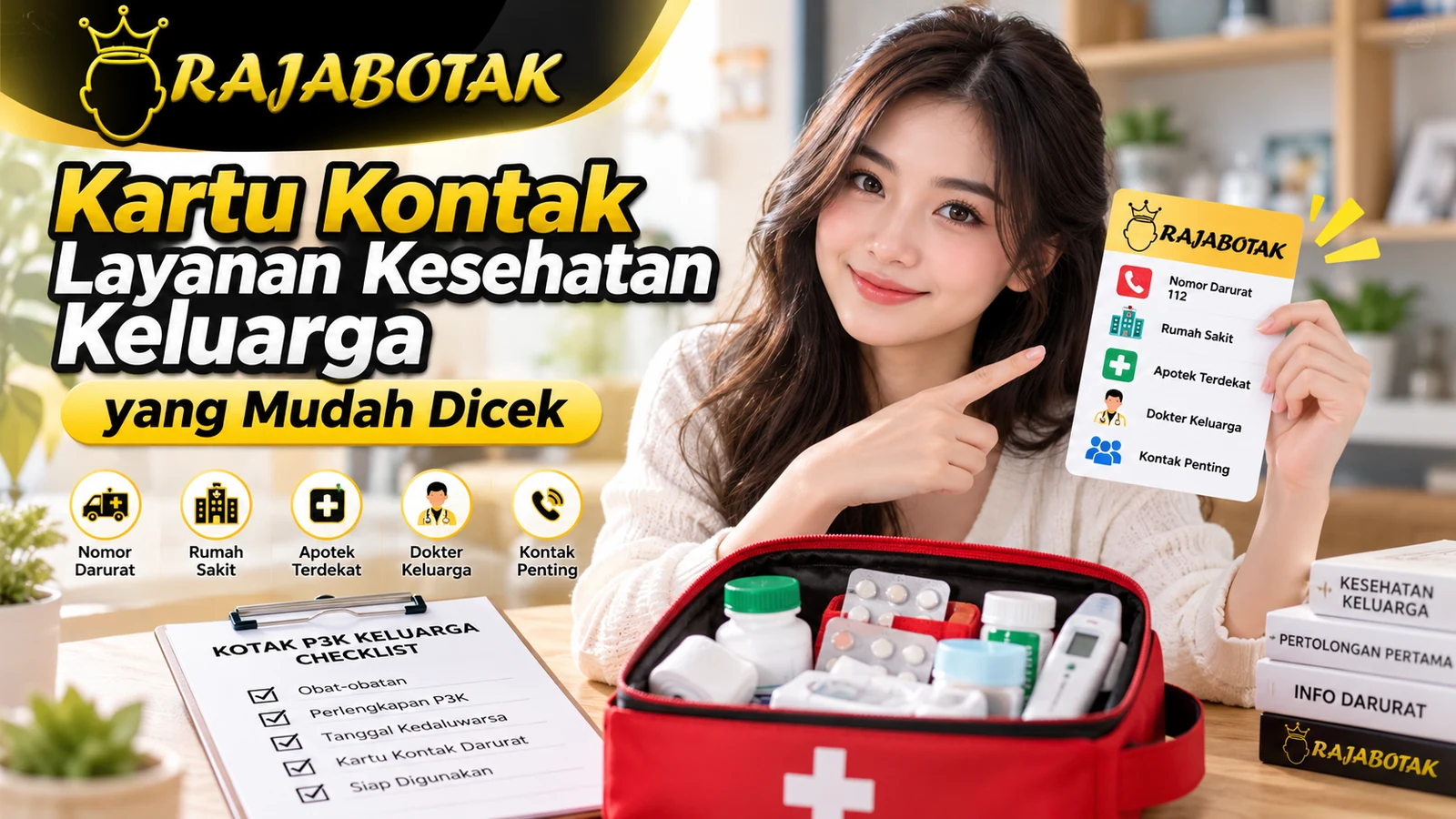 Ilustrasi kartu kontak layanan kesehatan keluarga untuk daftar kontak penting