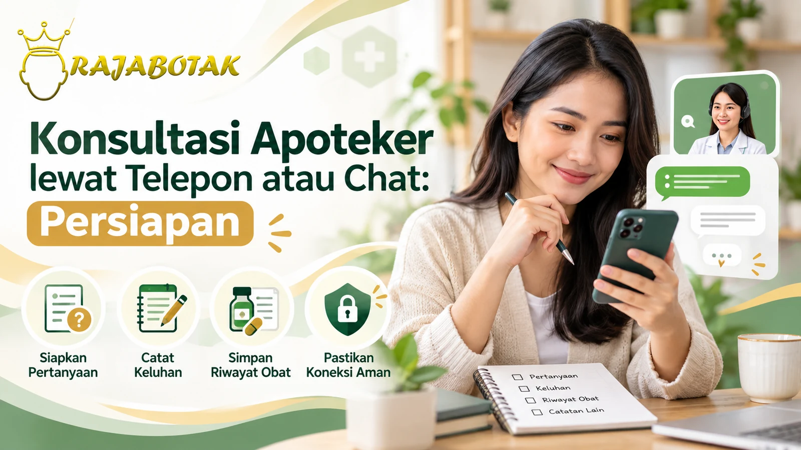 Ilustrasi persiapan konsultasi apoteker melalui telepon atau chat