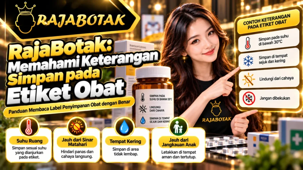 Ilustrasi panduan membaca petunjuk penyimpanan pada etiket obat