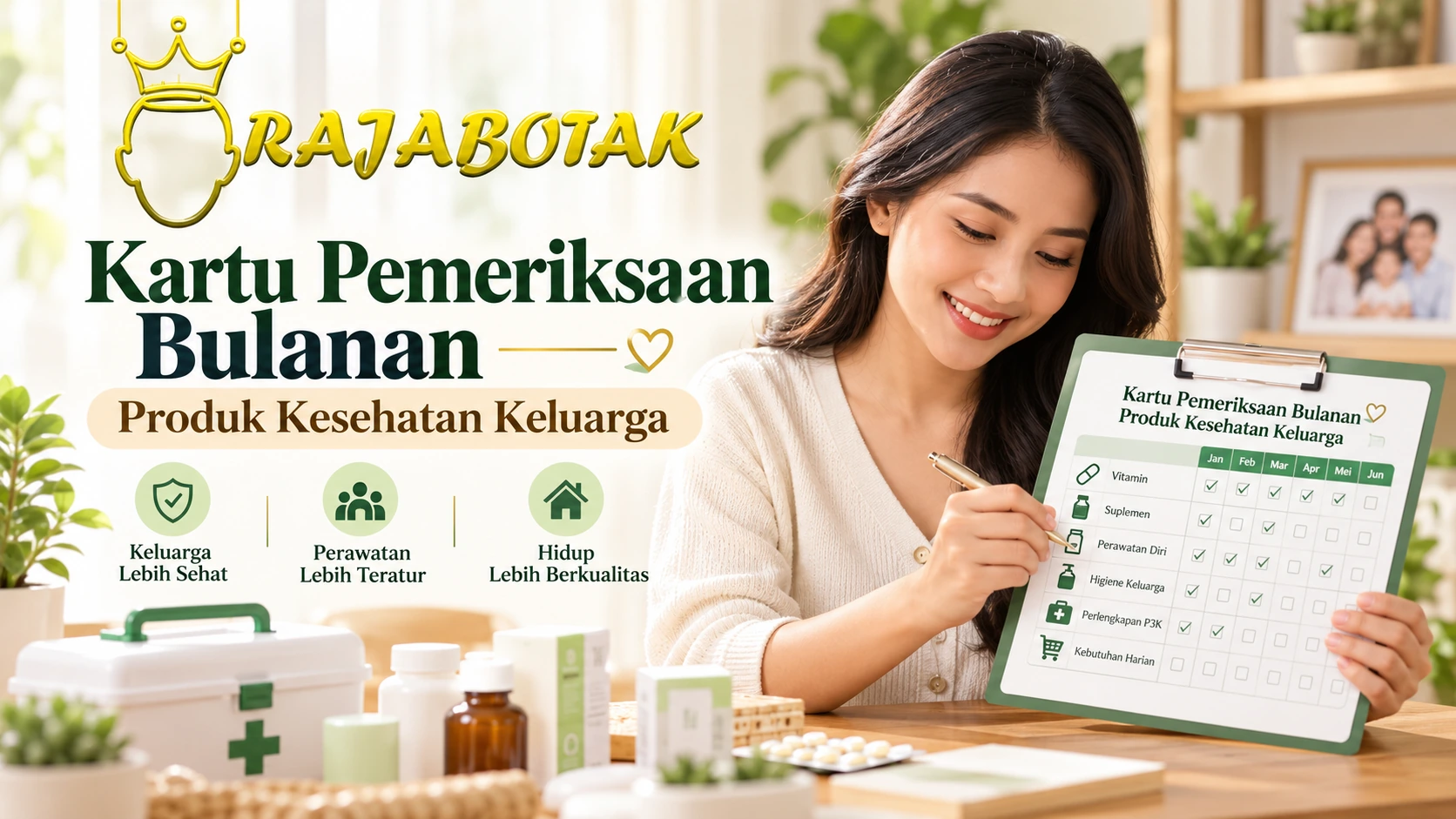 Kartu pemeriksaan bulanan produk kesehatan keluarga RajaBotak