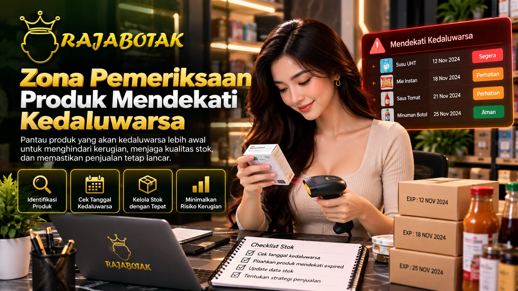 Zona pemeriksaan produk mendekati kedaluwarsa RajaBotak